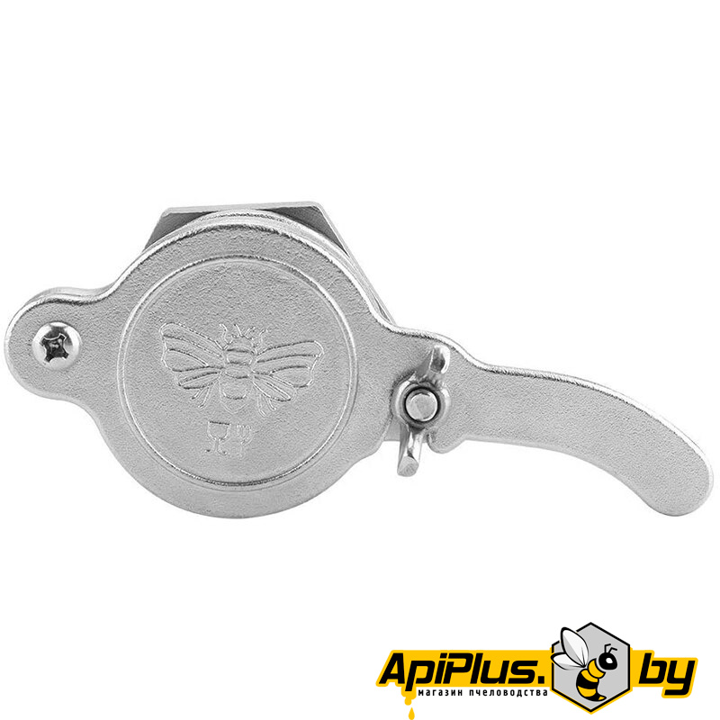 Кран сливной для медогонки d-35 мм (металл с лого) от интернет-магазина apiplus.by