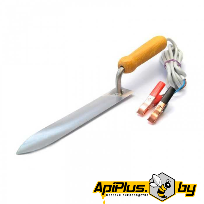 Нож электрический для распечатки сот 12В Гуслия (ручка дерево, плоский) от интернет-магазина apiplus.by