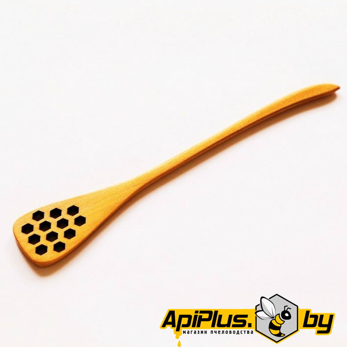 Ложка для меда деревянная плоская с сотами от интернет-магазина apiplus.by